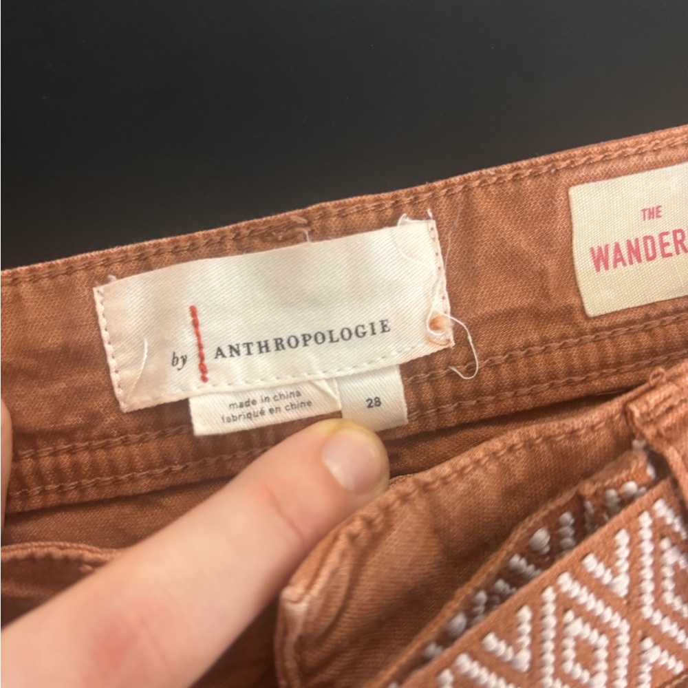 Anthropologie Reddish Brown Pants with Patterned Removable Belt The Wanderer 28 - Picture 2 of 8